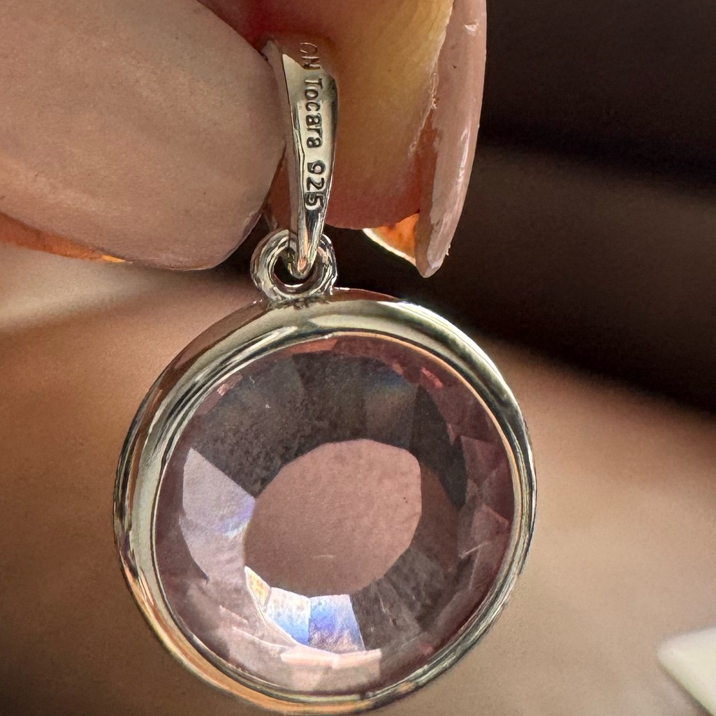 Tocara Silver And Pink Precious Gem Pendant 20$